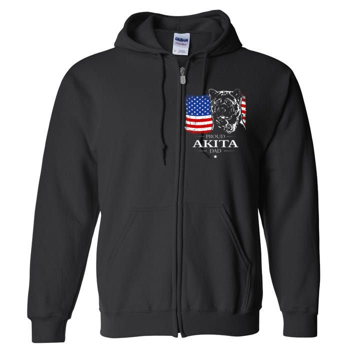 Funny Proud Akita Dad American Flag Patriotic Dog Gift Full Zip Hoodie