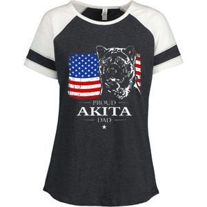 Funny Proud Akita Dad American Flag Patriotic Dog Gift Enza Ladies Jersey Colorblock Tee