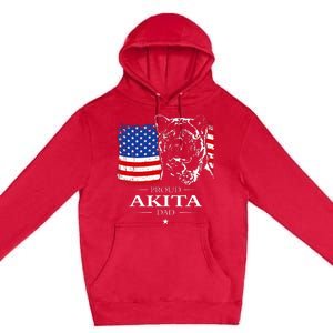 Funny Proud Akita Dad American Flag Patriotic Dog Gift Premium Pullover Hoodie