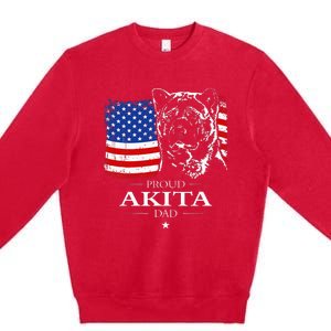 Funny Proud Akita Dad American Flag Patriotic Dog Gift Premium Crewneck Sweatshirt