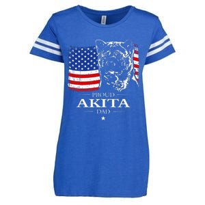 Funny Proud Akita Dad American Flag Patriotic Dog Gift Enza Ladies Jersey Football T-Shirt