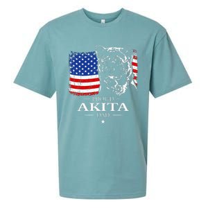 Funny Proud Akita Dad American Flag Patriotic Dog Gift Sueded Cloud Jersey T-Shirt