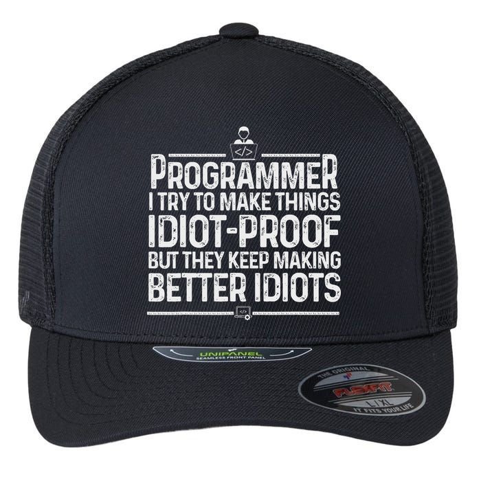 Funny Programmer Art Women Computer Coder Programming Flexfit Unipanel Trucker Cap