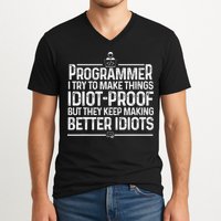 Funny Programmer Art Women Computer Coder Programming V-Neck T-Shirt