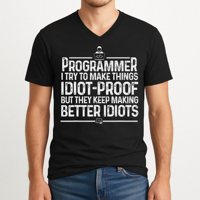 Funny Programmer Art Women Computer Coder Programming V-Neck T-Shirt