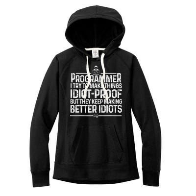 Funny Programmer Art Women Computer Coder Programming Women's Fleece Hoodie