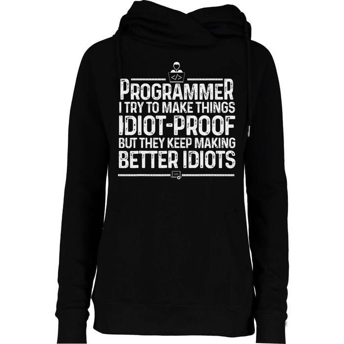 Funny Programmer Art Women Computer Coder Programming Womens Funnel Neck Pullover Hood
