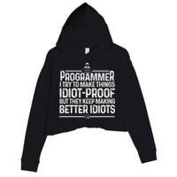 Funny Programmer Art Women Computer Coder Programming Crop Fleece Hoodie