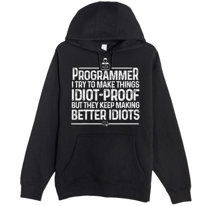 Funny Programmer Art Women Computer Coder Programming Premium Pullover Hoodie