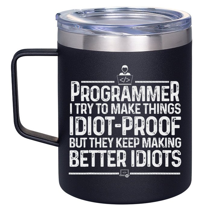 Funny Programmer Art Women Computer Coder Programming 12oz Stainless Steel Coffee Mug