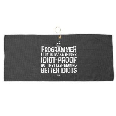 Funny Programmer Art Women Computer Coder Programming Large Microfiber Waffle Golf Towel