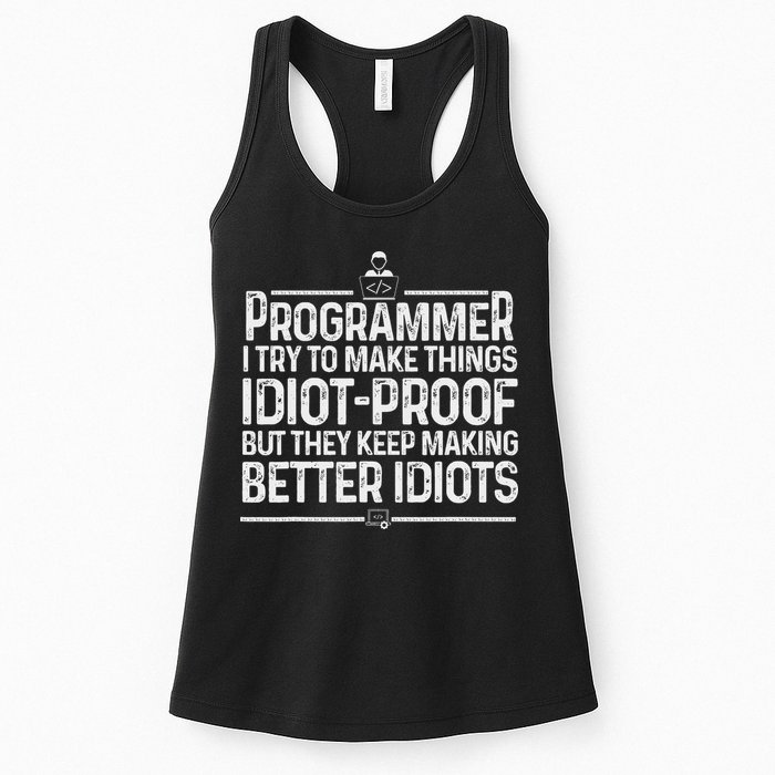 Funny Programmer Art Women Computer Coder Programming Women's Racerback Tank