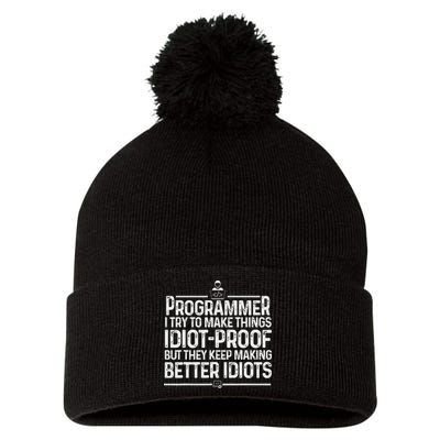 Funny Programmer Art Women Computer Coder Programming Pom Pom 12in Knit Beanie