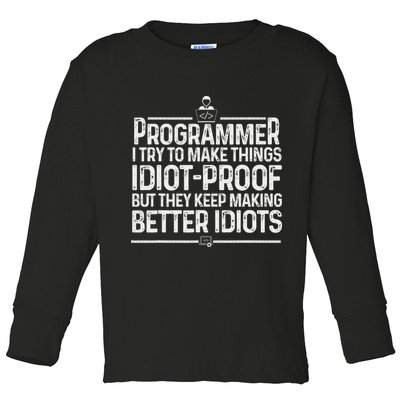 Funny Programmer Art Women Computer Coder Programming Toddler Long Sleeve Shirt