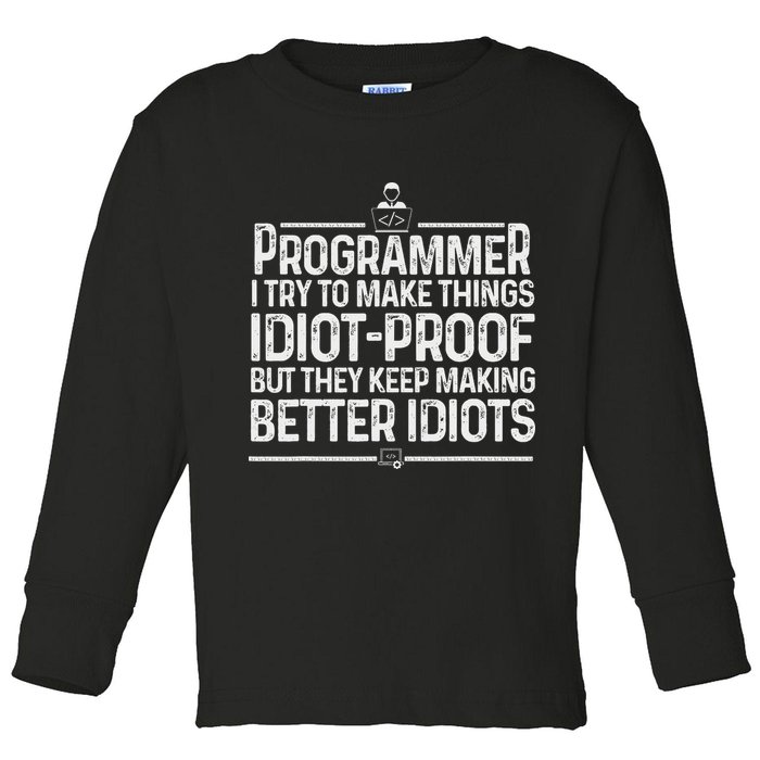 Funny Programmer Art Women Computer Coder Programming Toddler Long Sleeve Shirt