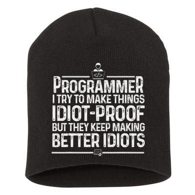 Funny Programmer Art Women Computer Coder Programming Short Acrylic Beanie