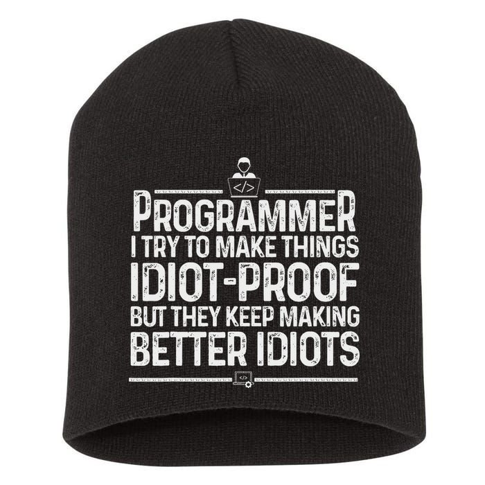 Funny Programmer Art Women Computer Coder Programming Short Acrylic Beanie