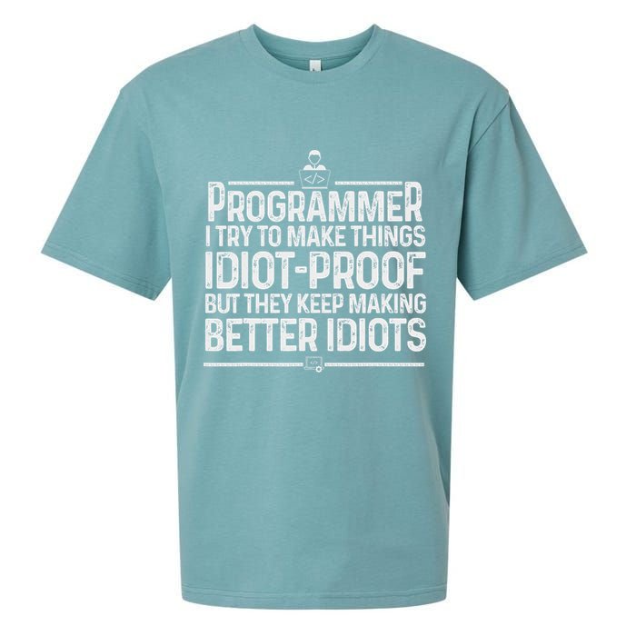 Funny Programmer Art Women Computer Coder Programming Sueded Cloud Jersey T-Shirt