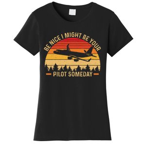 Funny Pilot Art For Women Aviation Airplane Pilot Women's T-Shirt