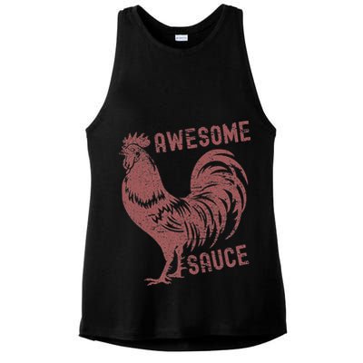Funny Pets Awesome Sauce With Picture Of Rooster Ladies PosiCharge Tri-Blend Wicking Tank