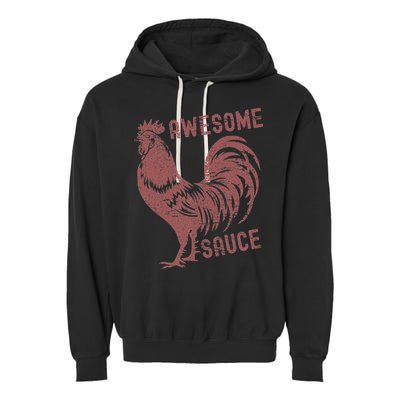 Funny Pets Awesome Sauce With Picture Of Rooster Garment-Dyed Fleece Hoodie