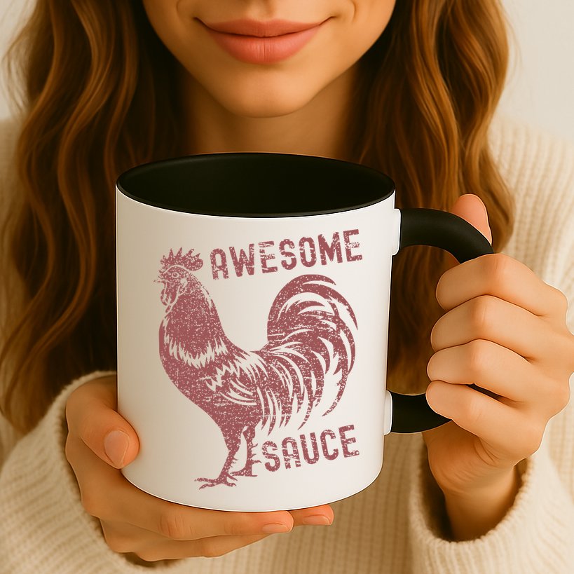 Funny Pets Awesome Sauce With Picture Of Rooster Mug