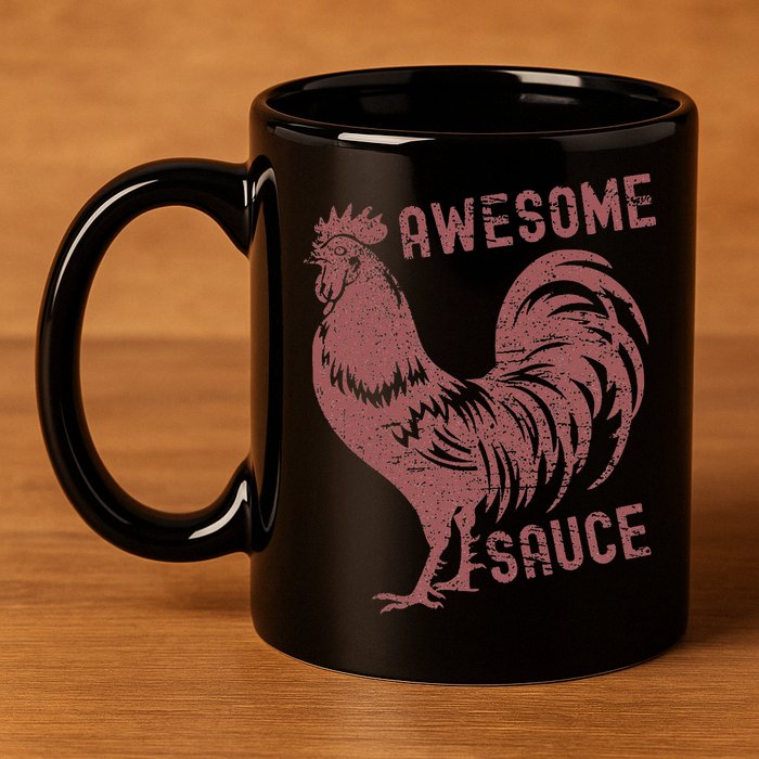 Funny Pets Awesome Sauce With Picture Of Rooster 11oz C Handle Ceramic Mug