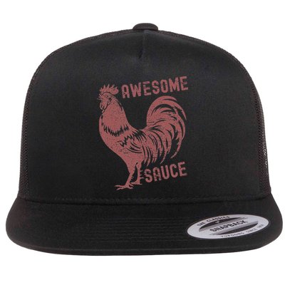 Funny Pets Awesome Sauce With Picture Of Rooster Flatbill Hat
