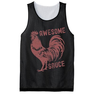 Funny Pets Awesome Sauce With Picture Of Rooster Mesh Reversible Basketball Jersey Tank