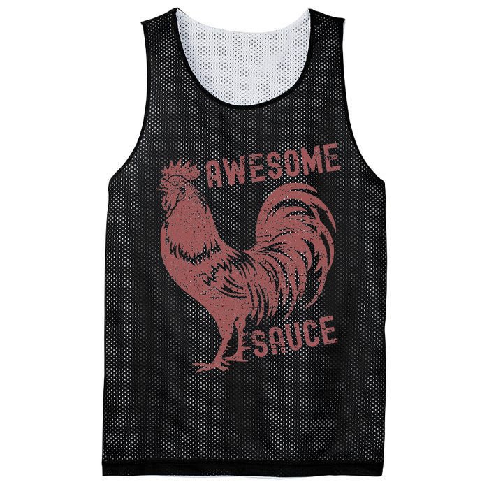 Funny Pets Awesome Sauce With Picture Of Rooster Mesh Reversible Basketball Jersey Tank
