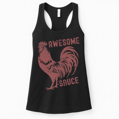 Funny Pets Awesome Sauce With Picture Of Rooster Womens Tank Top