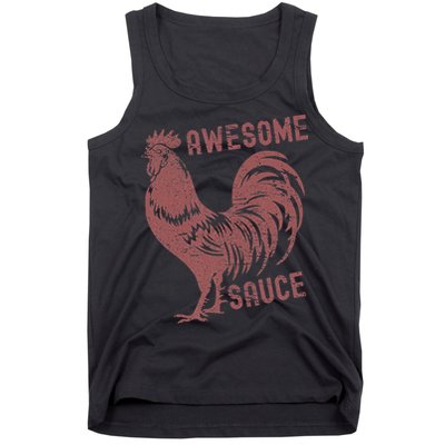 Funny Pets Awesome Sauce With Picture Of Rooster Tank Top