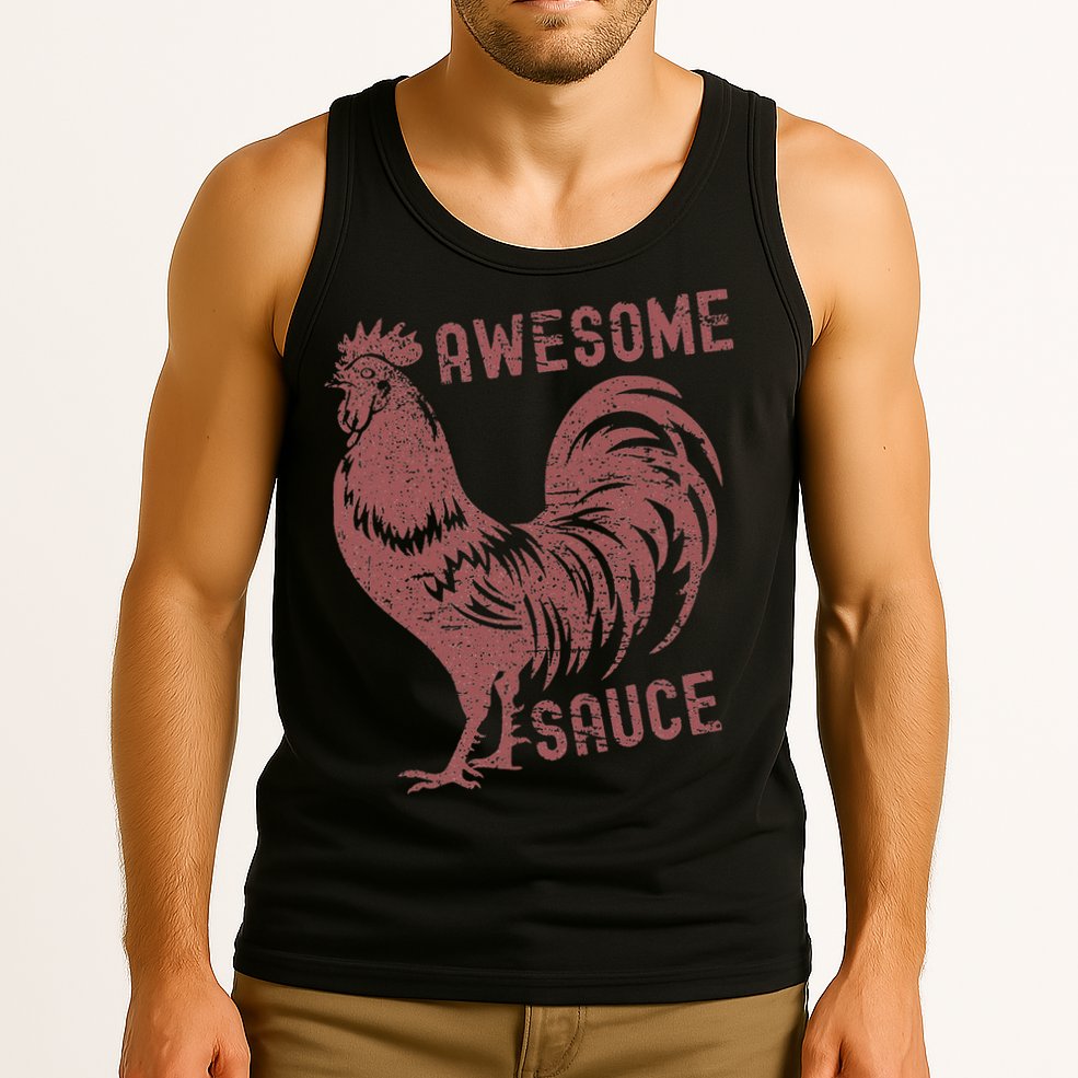 Funny Pets Awesome Sauce With Picture Of Rooster Tank Top
