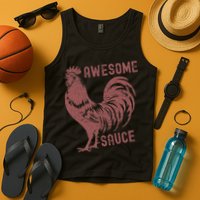 Funny Pets Awesome Sauce With Picture Of Rooster Tank Top