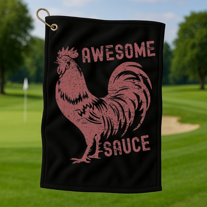 Funny Pets Awesome Sauce With Picture Of Rooster Golf Towel