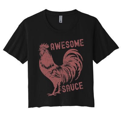 Funny Pets Awesome Sauce With Picture Of Rooster Crop Top