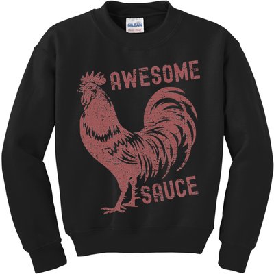 Funny Pets Awesome Sauce With Picture Of Rooster Kids Sweatshirt