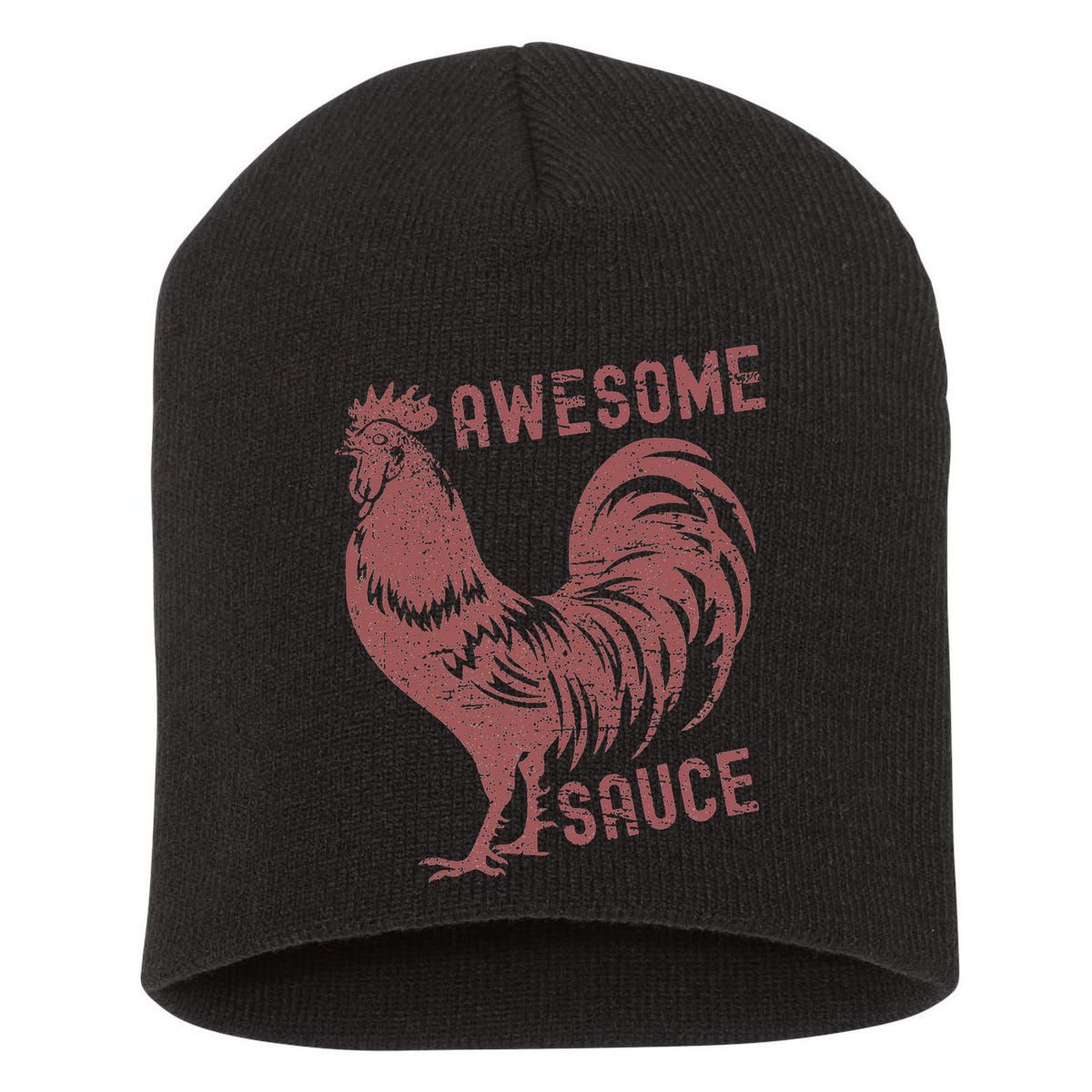 Funny Pets Awesome Sauce With Picture Of Rooster Short Acrylic Beanie
