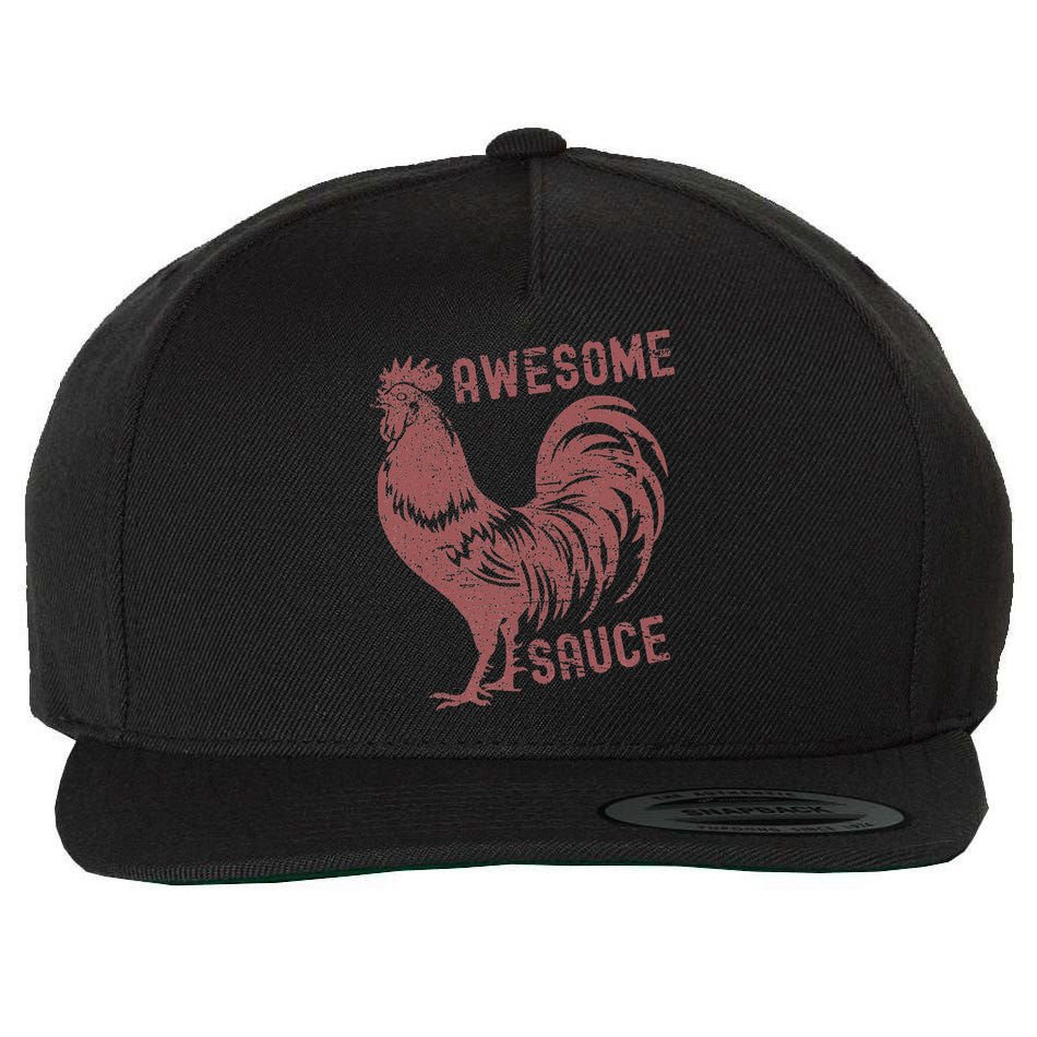 Funny Pets Awesome Sauce With Picture Of Rooster Wool Snapback Cap