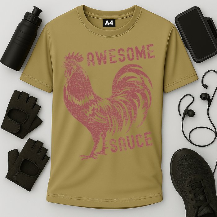 Funny Pets Awesome Sauce With Picture Of Rooster Performance Shirt