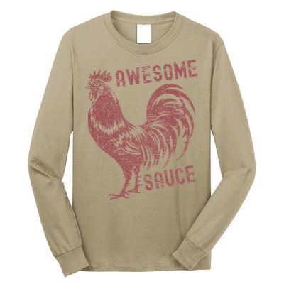 Funny Pets Awesome Sauce With Picture Of Rooster Long Sleeve Shirt