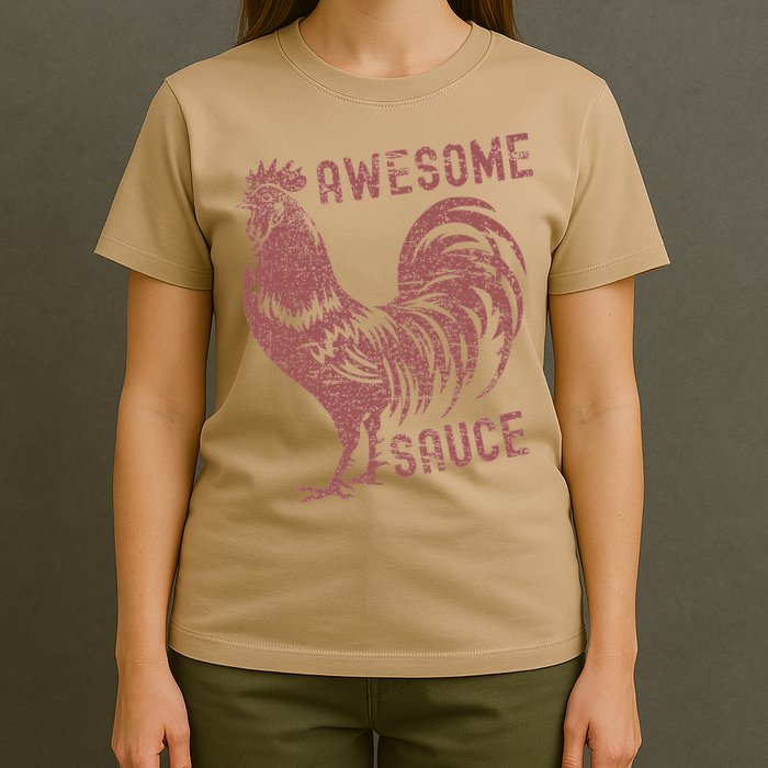 Funny Pets Awesome Sauce With Picture Of Rooster T-Shirt