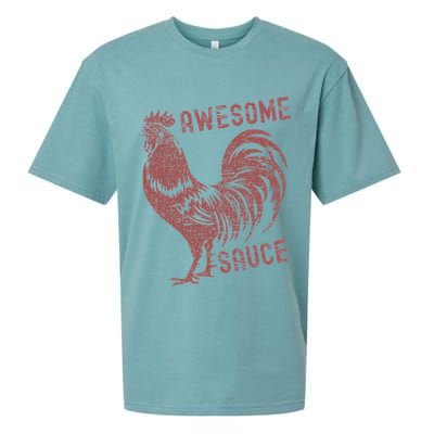 Funny Pets Awesome Sauce With Picture Of Rooster Sueded Cloud Jersey T-Shirt