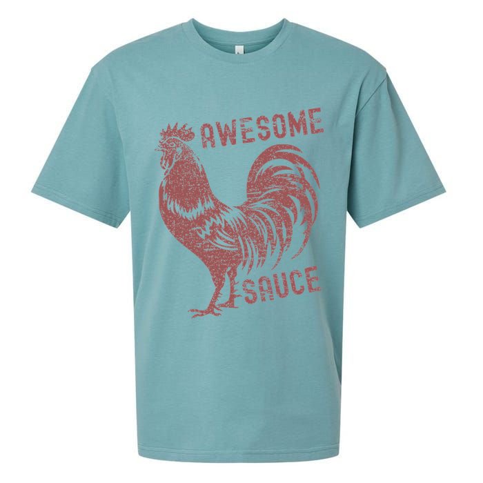 Funny Pets Awesome Sauce With Picture Of Rooster Sueded Cloud Jersey T-Shirt