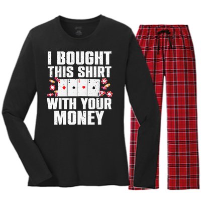 Funny Poker Art For Gambling Men Women Poker Player Gambler Women's Long Sleeve Flannel Pajama Set 