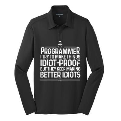 Funny Programmer Art Men Women Computer Coder Programming Silk Touch Performance Long Sleeve Polo