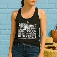Funny Programmer Art Men Women Computer Coder Programming Women's Racerback Tank