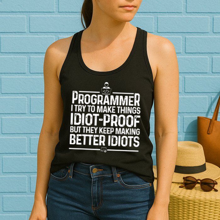 Funny Programmer Art Men Women Computer Coder Programming Women's Racerback Tank