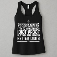 Funny Programmer Art Men Women Computer Coder Programming Women's Racerback Tank