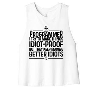 Funny Programmer Art Men Women Computer Coder Programming Women's Racerback Cropped Tank